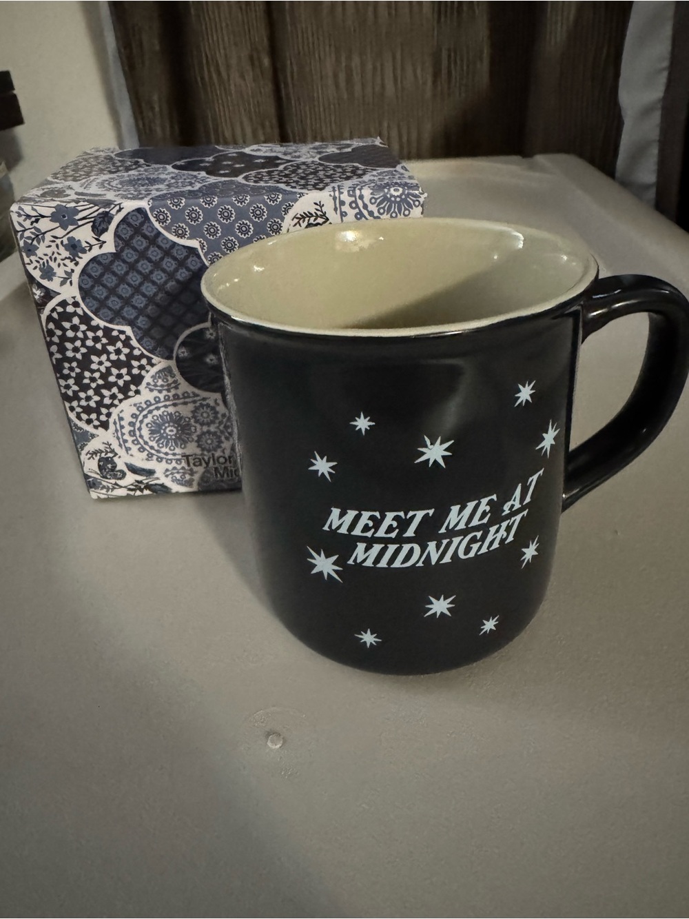 Taylor Swift Black and Cream "Meet Me At Midnight" Ceramic Mug